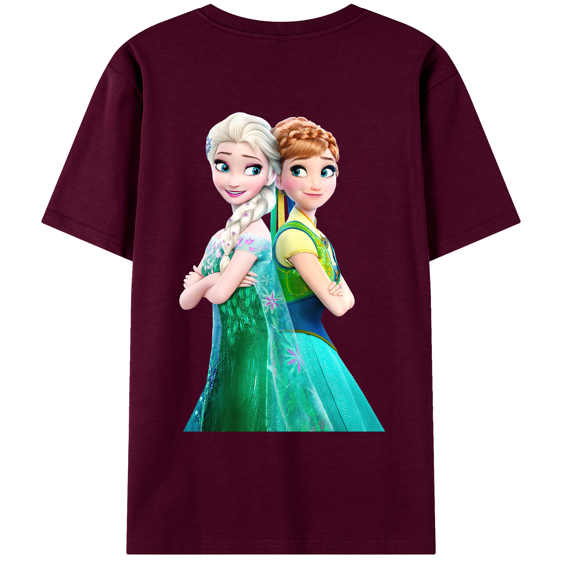 （画像用） アナと雪の女王 アンナ エルサ Frozen Anna Elsa レディース半袖Tシャツ(バックプリント)